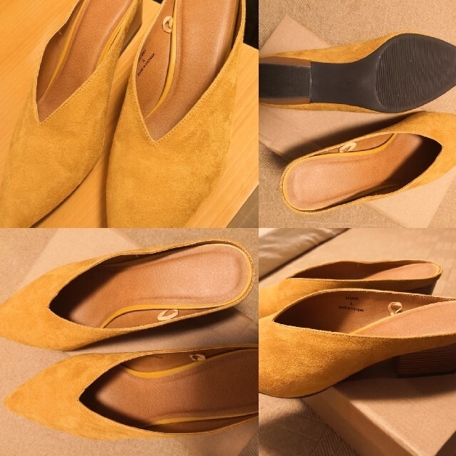 GU(ジーユー)のGU Vカット ミュール パンプス サンダル ヒール イエロー   24cm  レディースの靴/シューズ(ミュール)の商品写真