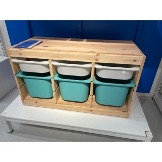 イケア(IKEA)のTROFAST トロファスト 収納コンビネーション, ホワイト/ターコイズ(棚/ラック/タンス)