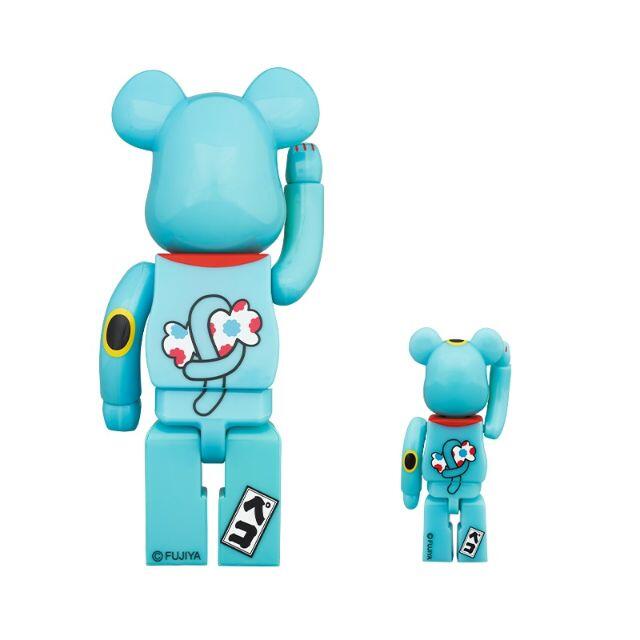 BE@RBRICK 招き猫 ペコちゃん 青蓄光 100% & 400% - その他