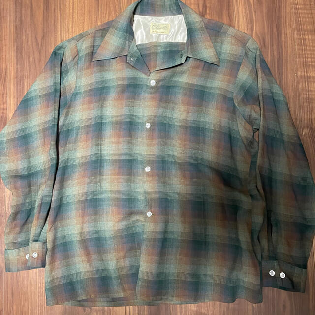 50's arrow rayon オンブレ シャドーチェック vintage