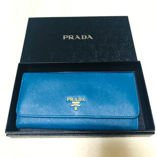 プラダ(PRADA)の【PRADA】プラダ　長財布　ブルー　箱付き(長財布)