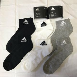 アディダス(adidas)の 計6足 adidas アンクル ソックス 22〜24 黒白グレー 3足×2組 (ソックス)