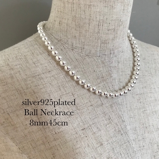 silver925platedメタルボールネックレス【8mm45cm】(ネックレス)