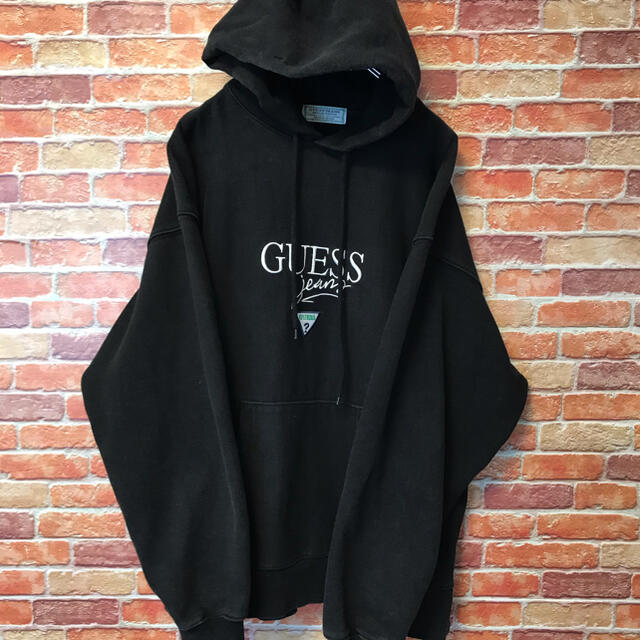 ゲス GUESS パーカー　XL ゆるダボ　オーバーシルエット　ブラック　黒