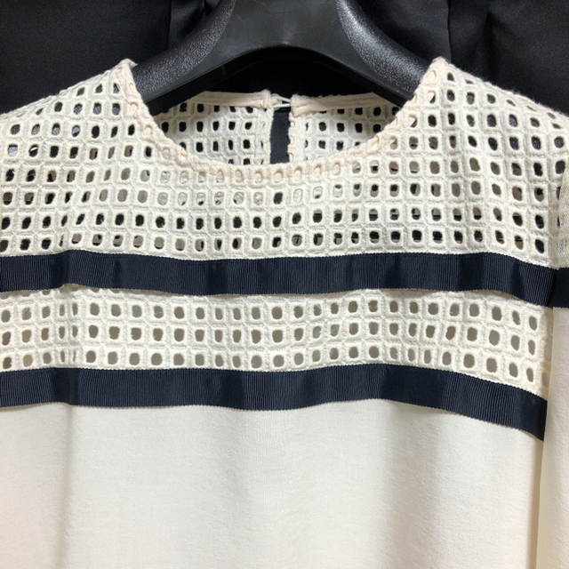 リボン袖　レースブラウス　Ｍ レディースのトップス(シャツ/ブラウス(長袖/七分))の商品写真