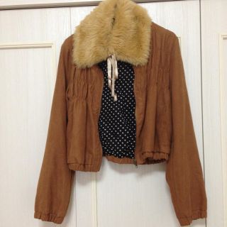 ファー付き♡かわいいジャケット(ノーカラージャケット)
