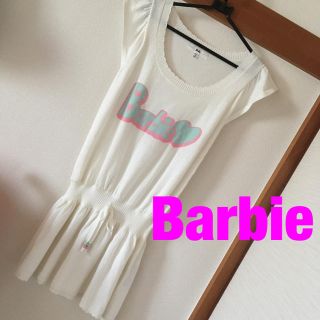 バービー(Barbie)のBarbie♡ラメニットロゴワンピース(ミニワンピース)