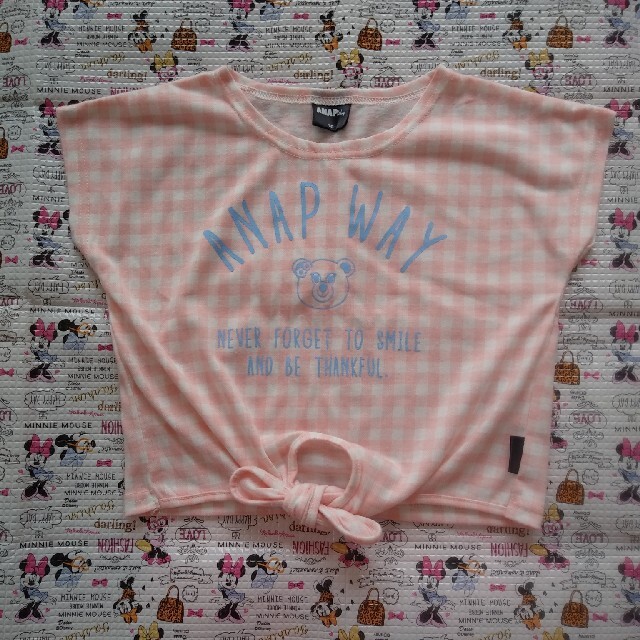 ANAP(アナップ)の☆ ANAP ピンク チェック Tシャツ 90 キッズ/ベビー/マタニティのキッズ服女の子用(90cm~)(Tシャツ/カットソー)の商品写真