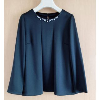 アナイ(ANAYI)の【ANAYI】ビジュー付 ブラックブラウス 極美品 クリーニング済(シャツ/ブラウス(長袖/七分))