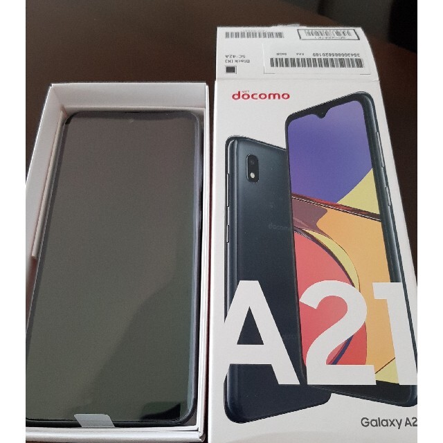 NTTdocomo(エヌティティドコモ)のdocomo galaxy a21 Black 新品未使用 simロック解除済　 スマホ/家電/カメラのスマートフォン/携帯電話(スマートフォン本体)の商品写真