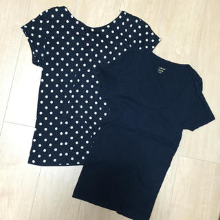 ナチュラルビューティーベーシック(NATURAL BEAUTY BASIC)のブラック 水玉 ティーシャツセット(Tシャツ(半袖/袖なし))