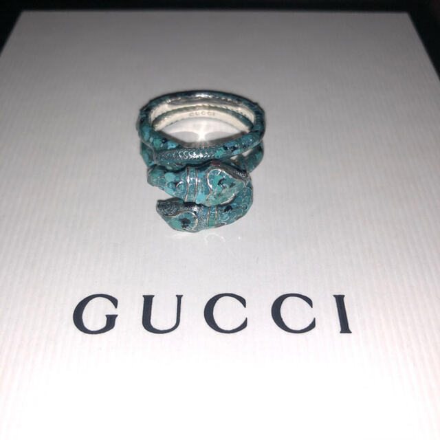 Gucci(グッチ)のGUCCI ダブルスネークリング　ブルーラッカー仕上げ メンズのアクセサリー(リング(指輪))の商品写真