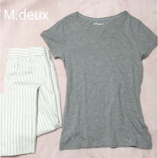 エムドゥー(M.deux)のM.deux  シンプル無地グレーTシャツ  半袖カットソー エムドゥー(Tシャツ(半袖/袖なし))