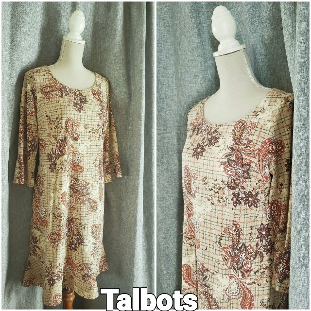 TALBOTS(タルボット)の大変美品　TALBOTS  M～L ベーズリー柄のジャージワンピース　 レディースのワンピース(ひざ丈ワンピース)の商品写真