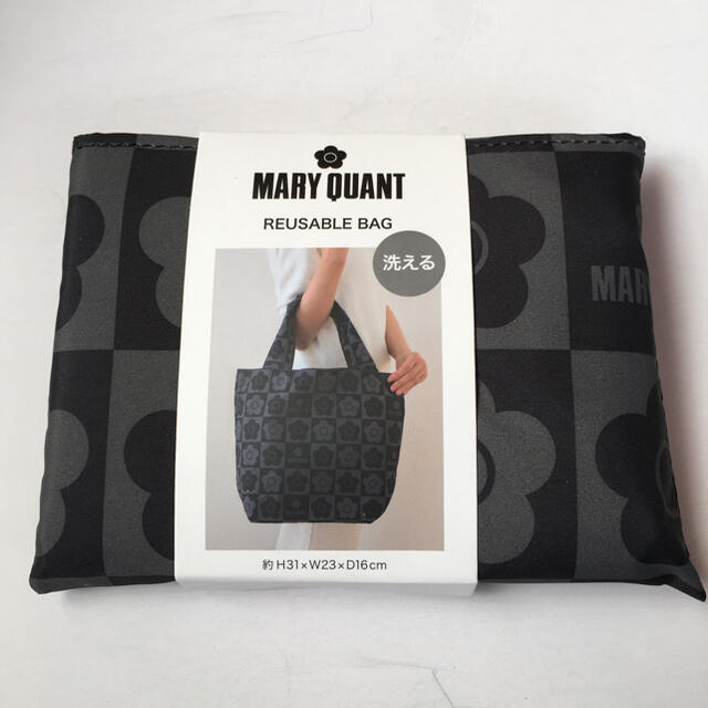 MARY QUANT(マリークワント)のマリークワント　エコバッグ(大)ブラック×グレー レディースのバッグ(エコバッグ)の商品写真