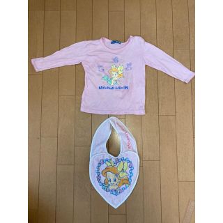 ディズニー(Disney)のアリエル　リトルマーメイド　長袖Tシャツ　スタイ　90センチ　ピンク(Tシャツ/カットソー)