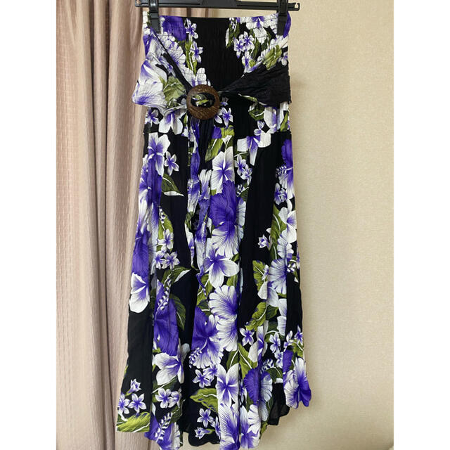 花柄スカートワンピース 紫 レディースのスカート(ロングスカート)の商品写真