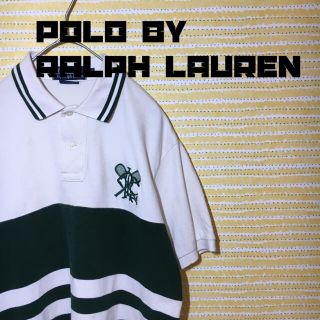 ポロラルフローレン(POLO RALPH LAUREN)のポロラルフローレン POLO ポロシャツ M 白 バドミントン 輸入古着 緑(ポロシャツ)