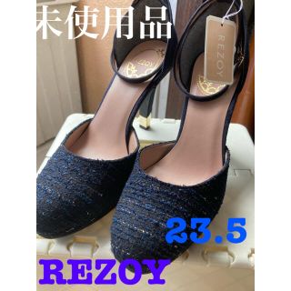 リゾイ(REZOY)のREZOY ツイードパンプス　ネイビー23.5(ハイヒール/パンプス)