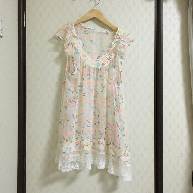 franche lippee(フランシュリッペ)の蛍光柄シフォンワンピ レディースのワンピース(ミニワンピース)の商品写真