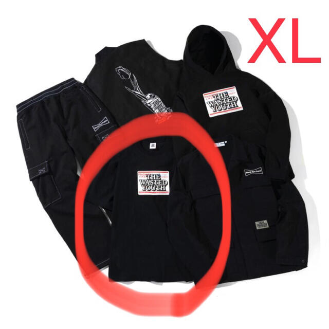 希少 XL BLACK EYE PATCH WASTED YOUTH tee-