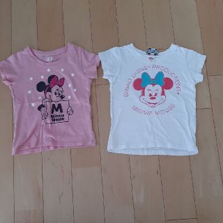 ユニクロ(UNIQLO)の2枚セット　ユニクロ　ミニー　Tシャツ　白　ピンク　100110(Tシャツ/カットソー)