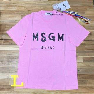 エムエスジイエム(MSGM)の新品　MSGM エムエスジーエム　メンズ　ロゴTシャツ　ピンク　半袖　Lサイズ(Tシャツ/カットソー(半袖/袖なし))