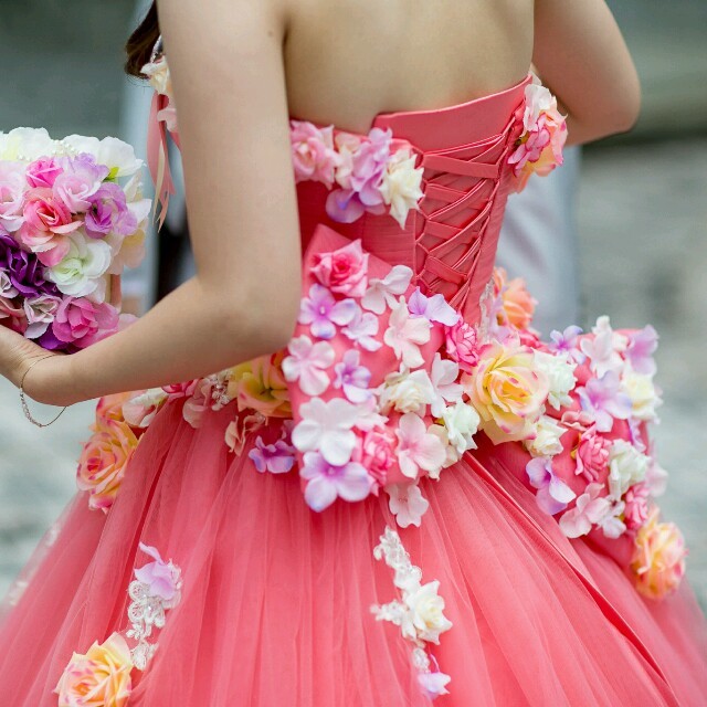 める様ありがとうございます♥カラードレス♡YNS♡お花 レディースのフォーマル/ドレス(ウェディングドレス)の商品写真