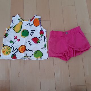 オールドネイビー(Old Navy)の2枚セット　フルーツノースリーブ　ピンク　パンツ　オールドネイビー(パンツ/スパッツ)