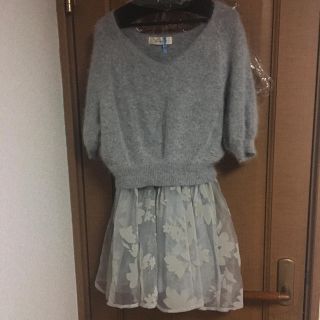 スナイデル(SNIDEL)のsnidel♡アンゴラニットコンビワンピース(ミニワンピース)