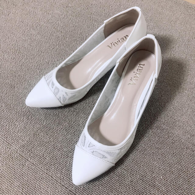 レース　ホワイト　パンプス👠 レディースの靴/シューズ(ハイヒール/パンプス)の商品写真