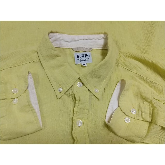 EDWIN(エドウィン)のEDWIN シワ加工 長袖シャツ Ｍサイズ 黄色 エドウィン アメカジ カラー メンズのトップス(シャツ)の商品写真