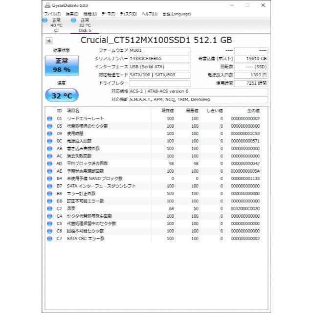 Crucial 内臓SSD 512GB 2.5インチ 2