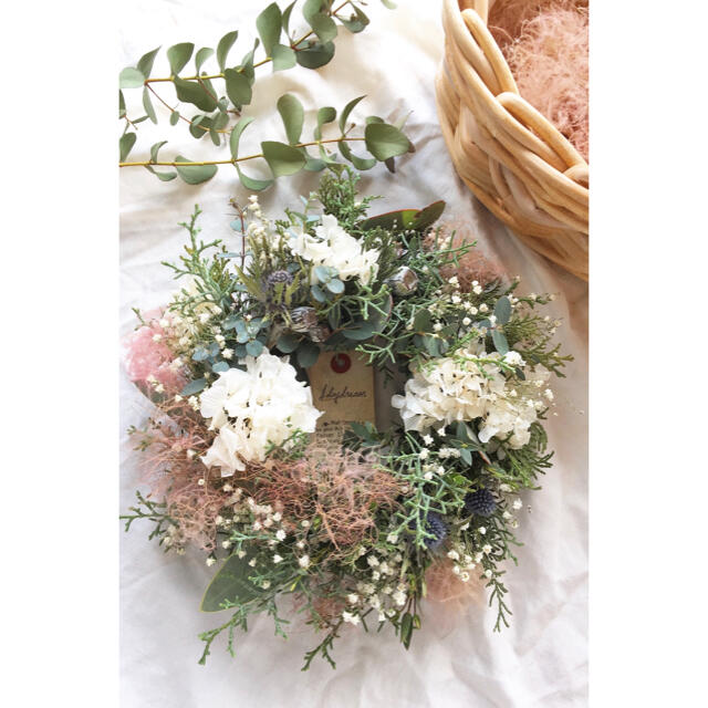 Antique wreath〜スモークツリーとかすみ草のリース○ドライフラワー