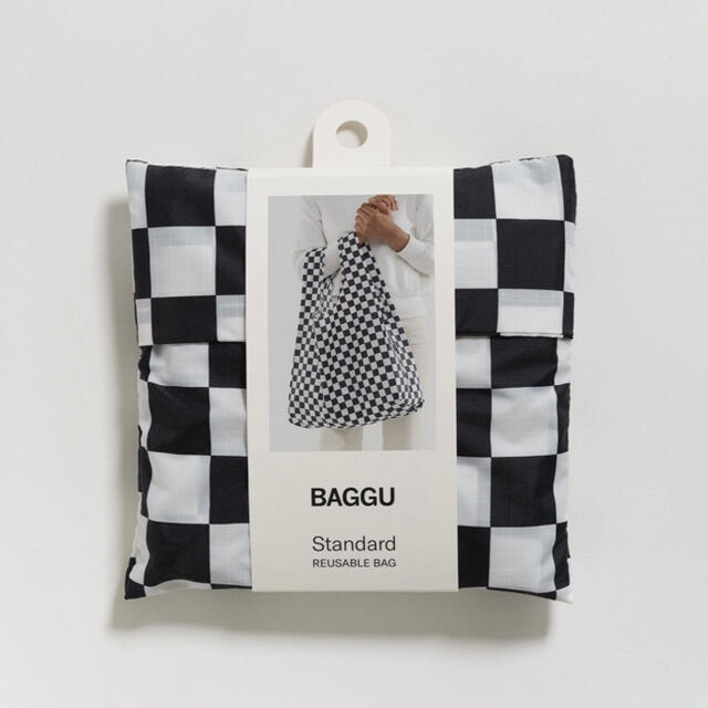 Ron Herman(ロンハーマン)の【BAGGU】ブラック チェッカーボード スタンダード バグー レディースのバッグ(エコバッグ)の商品写真