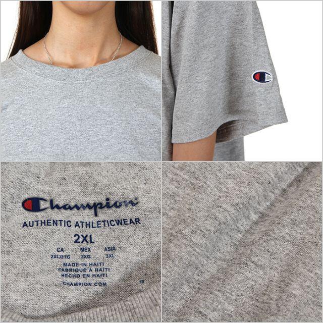 Champion(チャンピオン)の【新品】チャンピオン Tシャツ 2XL グレー レディース 無地 大きいサイズ レディースのトップス(Tシャツ(半袖/袖なし))の商品写真