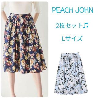 PEACH JOHN 花柄フレアスカート フラワーフレアミディスカート 上品(ひざ丈スカート)