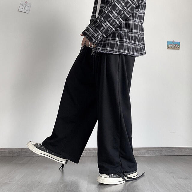 ワイドパンツ ボトムス スウェット ガウチョパンツ 袴パンツhh8B メンズのパンツ(その他)の商品写真