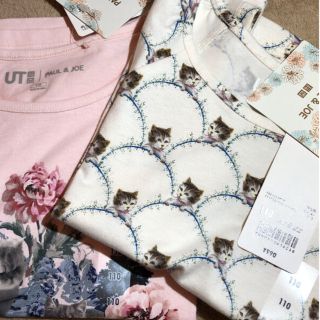 ユニクロ(UNIQLO)のオンライン完売品　ユニクロ　ポール&ジョー　110cm  猫柄　2枚セット(Tシャツ/カットソー)