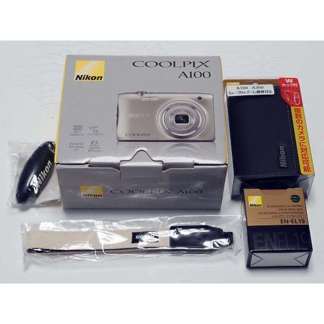 未開封】ニコン COOLPIX A100 シルバー 予備バッテリー、ケース