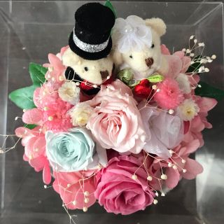 プリザーブドフラワー　テディベア　結婚式　ウエディング  プレゼント(プリザーブドフラワー)