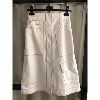 スリーワンフィリップリム(3.1 Phillip Lim)のフィリップリム　ホワイトデニムスカート　00サイズ(ひざ丈スカート)