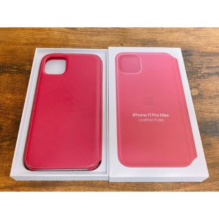 アイフォーン(iPhone)の【純正】iPhone 11 Pro Max レザーフォリオ - ラズベリー(iPhoneケース)