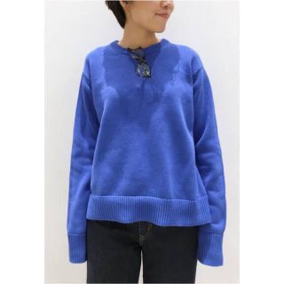 ドゥーズィエムクラス(DEUXIEME CLASSE)の◆美品◆アパルトモン　クルーネック　Slit Knit ブルー(ニット/セーター)