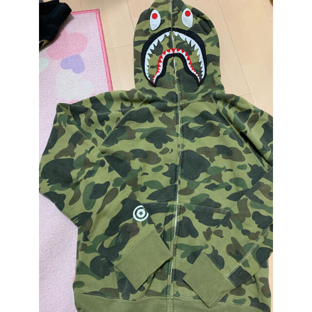 BAPE パーカー　レア　アベイシングエイプ　緑　シャーク