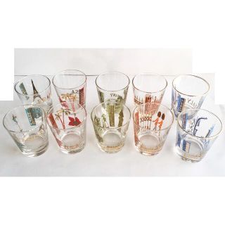 【 レア 希少 】昭和レトロ　ユニーク　　国別　グラス　10個　ヴィンテージ(グラス/カップ)