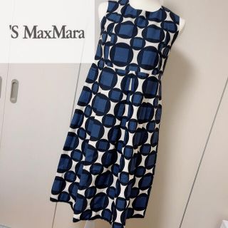 マックスマーラ(Max Mara)の即完売アイテム☆S MaxMara　ドットワンピース　ネイビー　ノースリーブ(ひざ丈ワンピース)