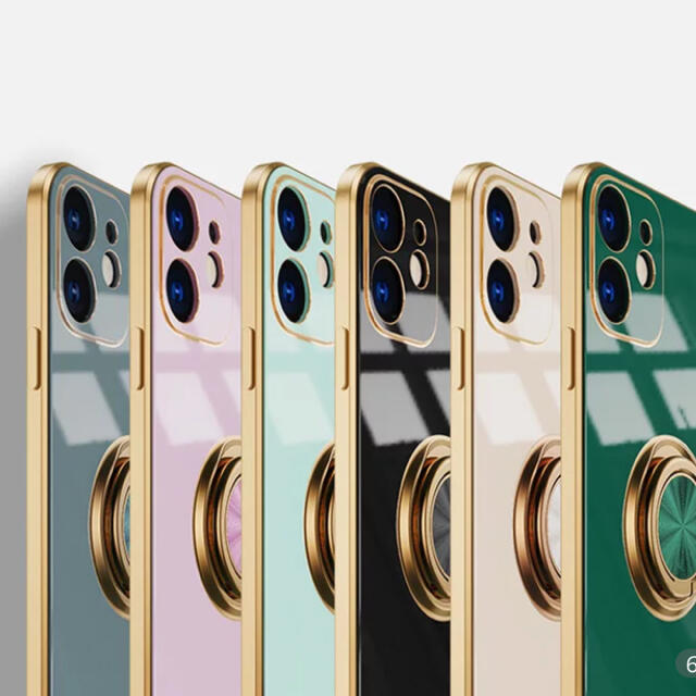 在庫処分 iPhone12 mini  リング付き　スマホケース　緑　グリーン スマホ/家電/カメラのスマホアクセサリー(iPhoneケース)の商品写真