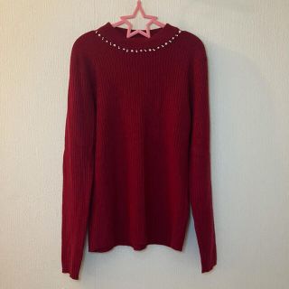 イング(INGNI)の美品 INGNI ハイネック パール付き ニット セーター ボルドー(ニット/セーター)