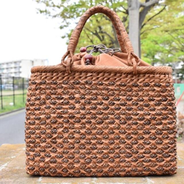 山葡萄籠バッグ | 小柄花柄編み | 巾着と中布付き | 2021新商品 | フリマアプリ ラクマ